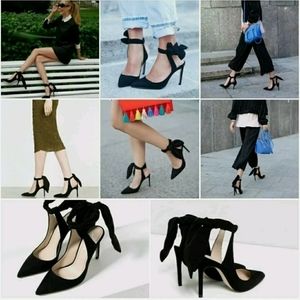 NEW Zara tie ankle strap slingback heels